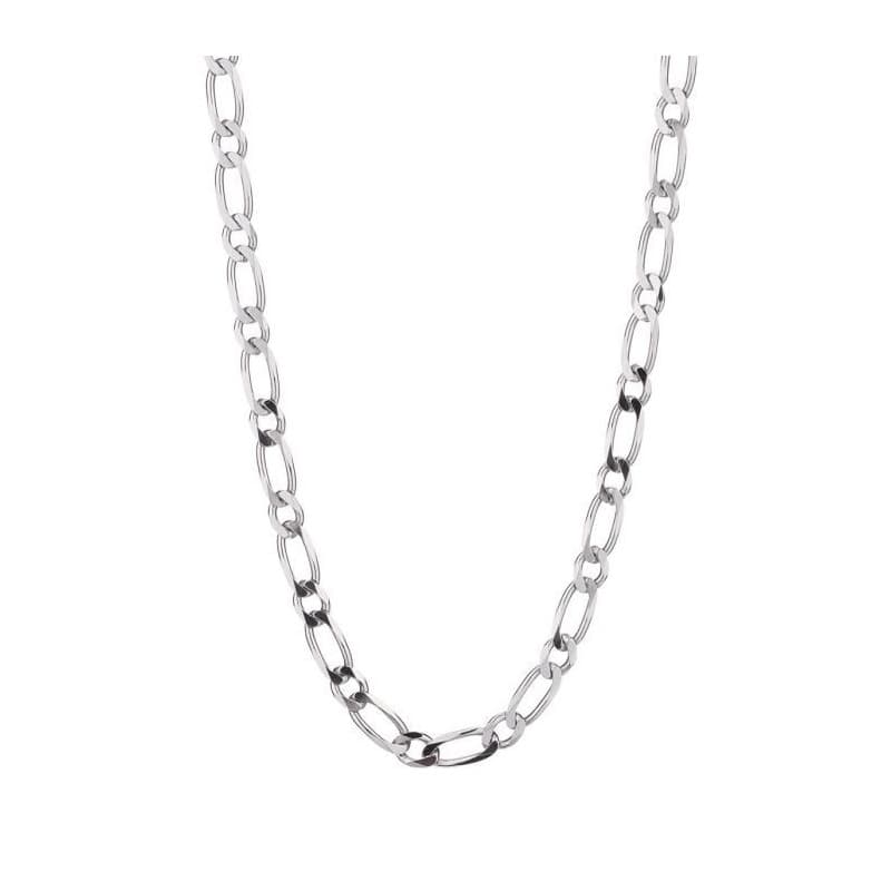 Collier / Chaßne Homme Argent 925 - Maille Figaro Alternée 1+1 - 50cm