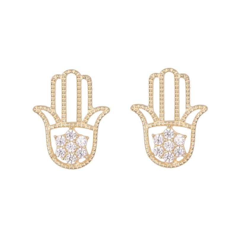 Boucles d'Oreilles Main de Fatma - Or Jaune - Femme et Enfant