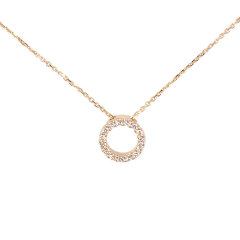 Collier Femme Or Jaune - Motif Anneau - Pavé de Zirconiums