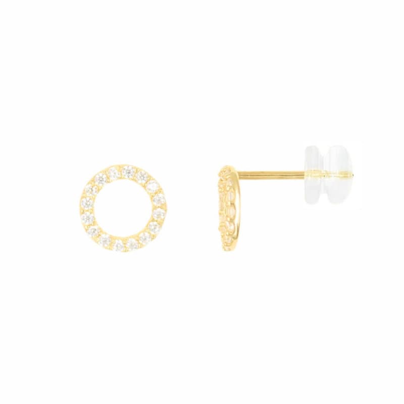 Boucles d'Oreilles Or Jaune - Pavées de Zirconiums - Femme