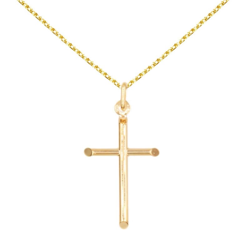 Collier - Médaille Croix Or Jaune - Chaine Dorée Offerte