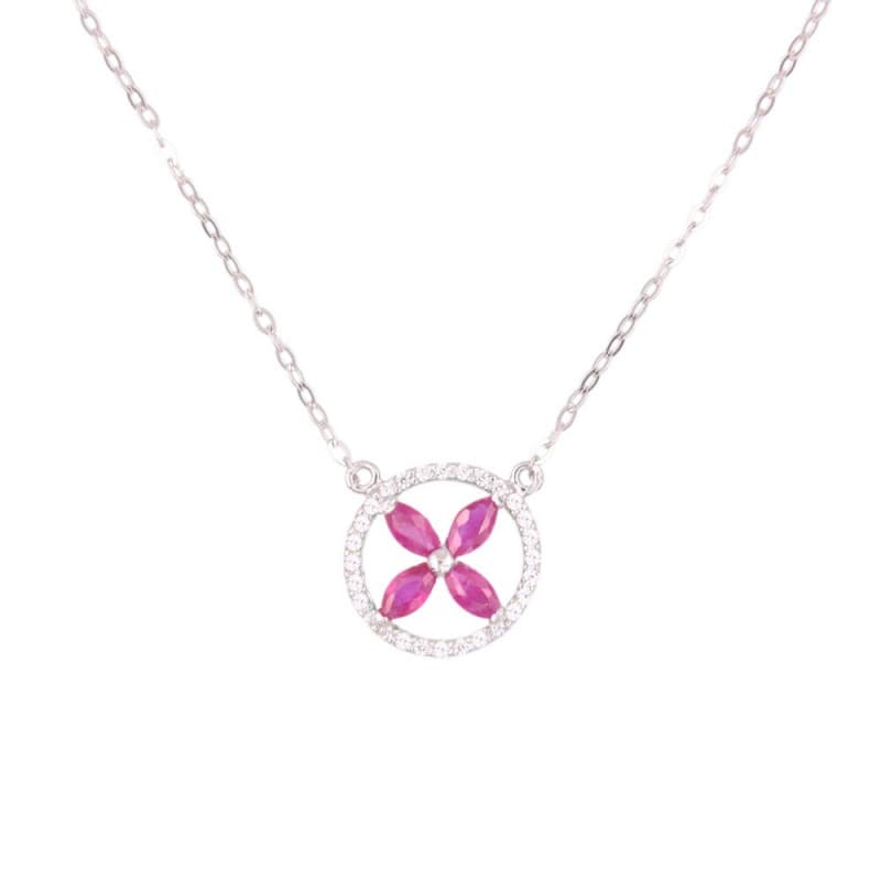 Collier Or Blanc Serti de Rubis – Femme