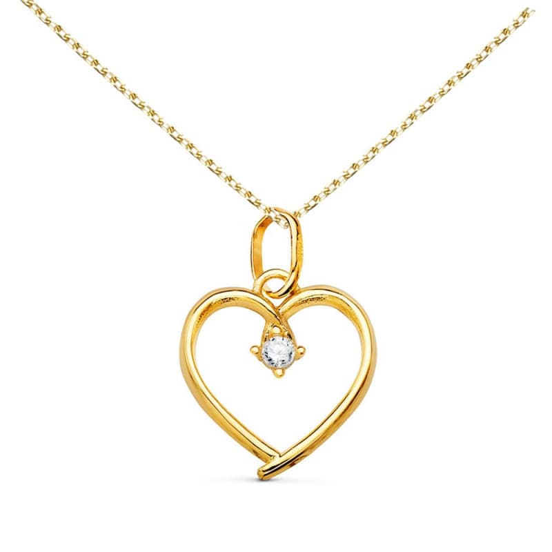 Collier - Pendentif Or 18 Carats 750 Jaune - Coeur - Chaine Dorée