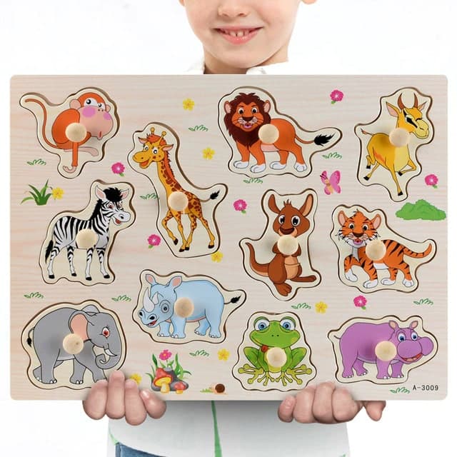 Puzzle en Bois Bébé Animaux du Monde