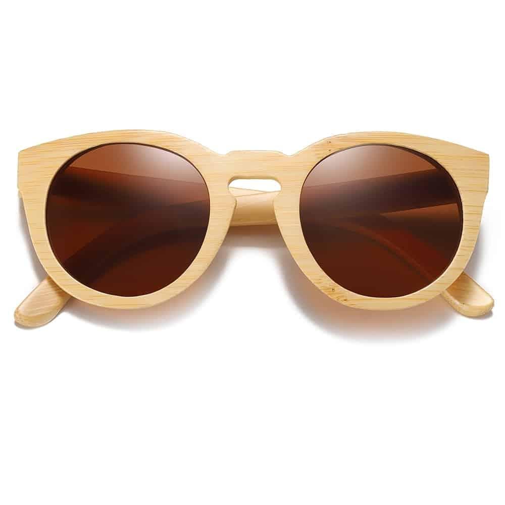 Lunettes de soleil en bambou naturel pour homme et femme Rouge