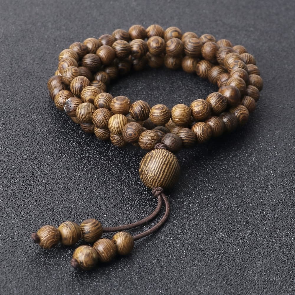 Bracelet/collier de perles en bois, spirituel