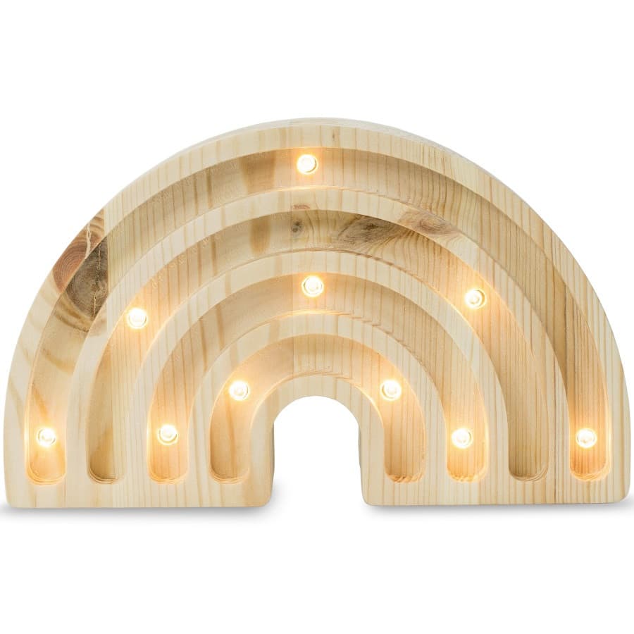 Lampe veilleuse arc-en-ciel mini, en bois naturel