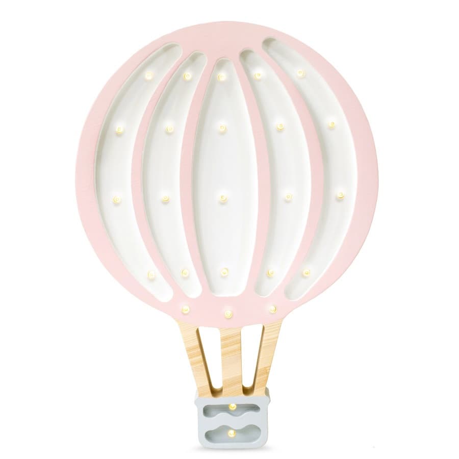 Lampe veilleuse en bois Montgolfière rose