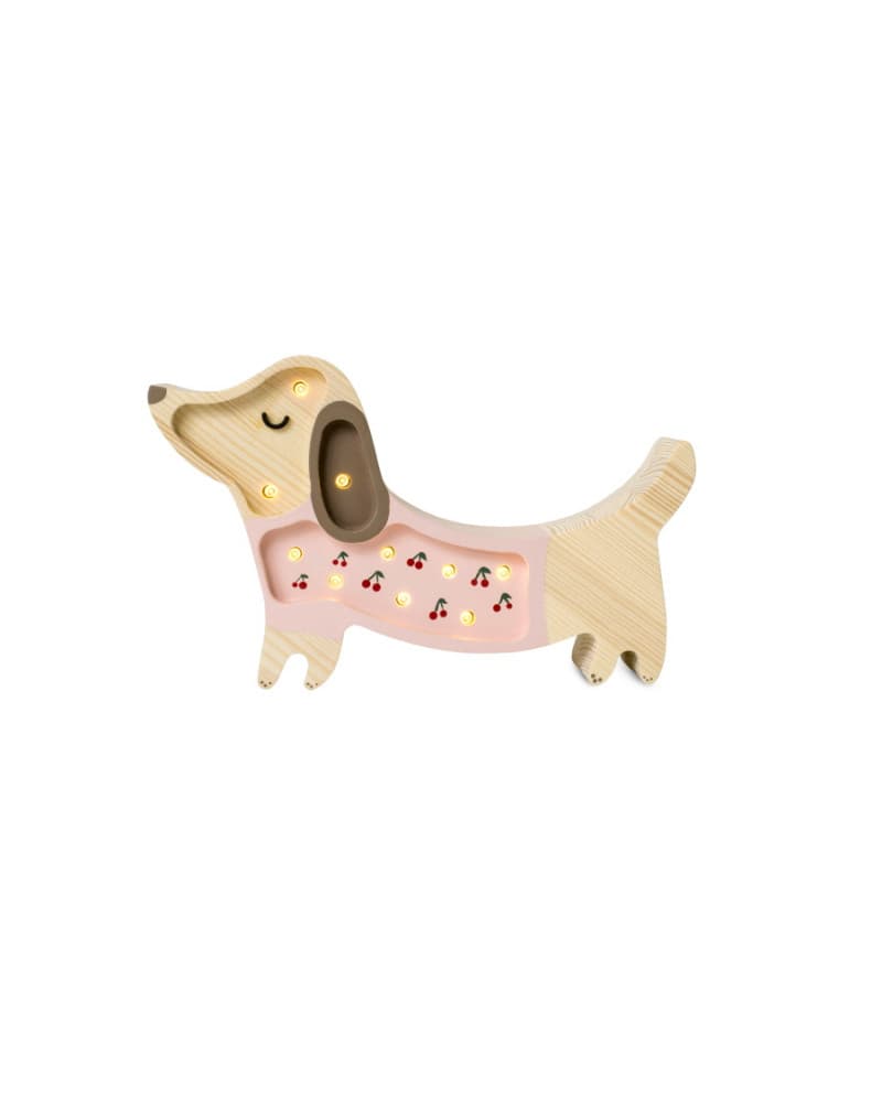Lampe veilleuse en bois mini - chien rose