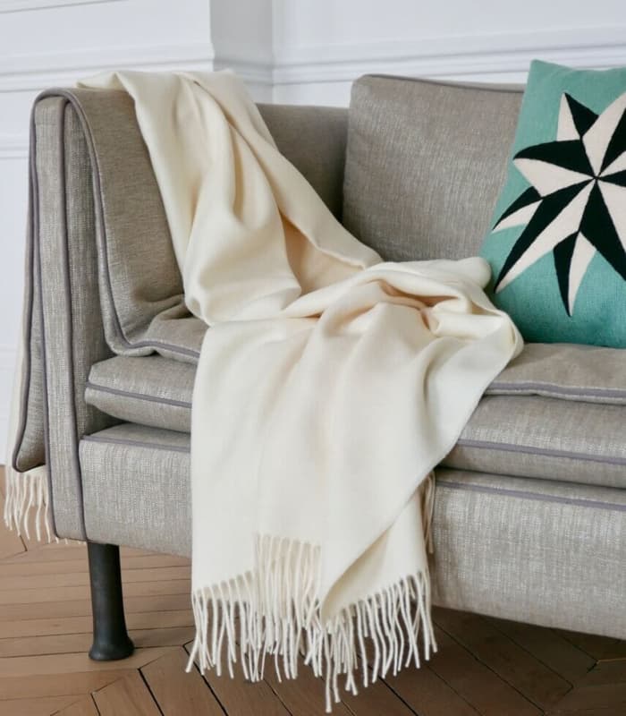 Plaid Laine Alpaga Luxe Paola Blanc cassé 130 X 180cm