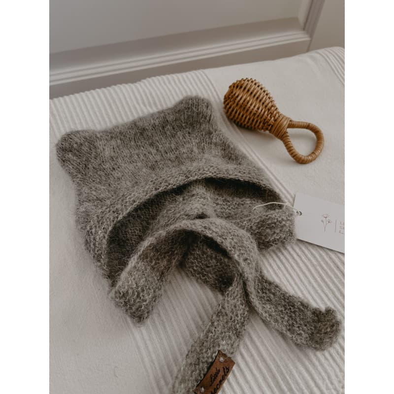 Bonnet - little bear - tricoté à la main - gris