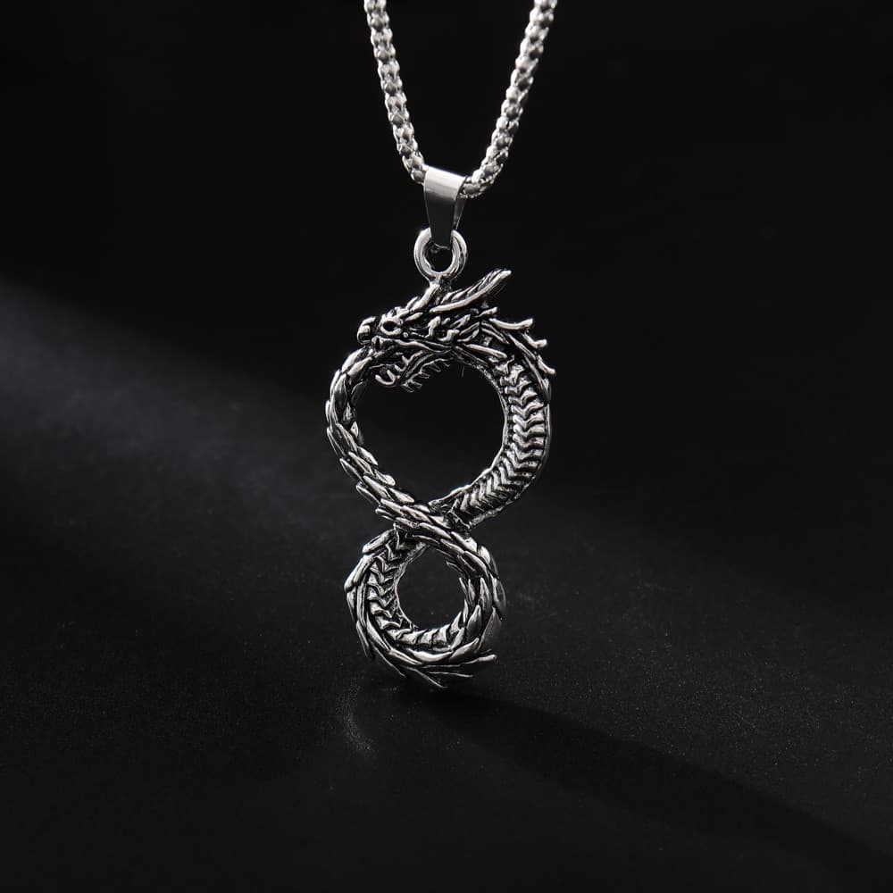 Collier du dragon Ouroboros argenté