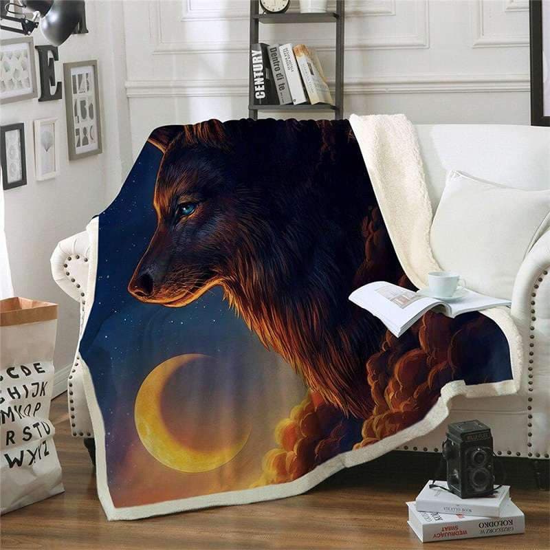PLAID LOUP CROISSANT DE LUNE - 130x150cm