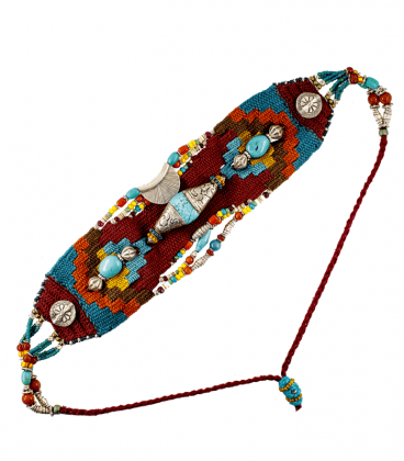 RAS DE COU TISSE ARGENT ET PIERRES